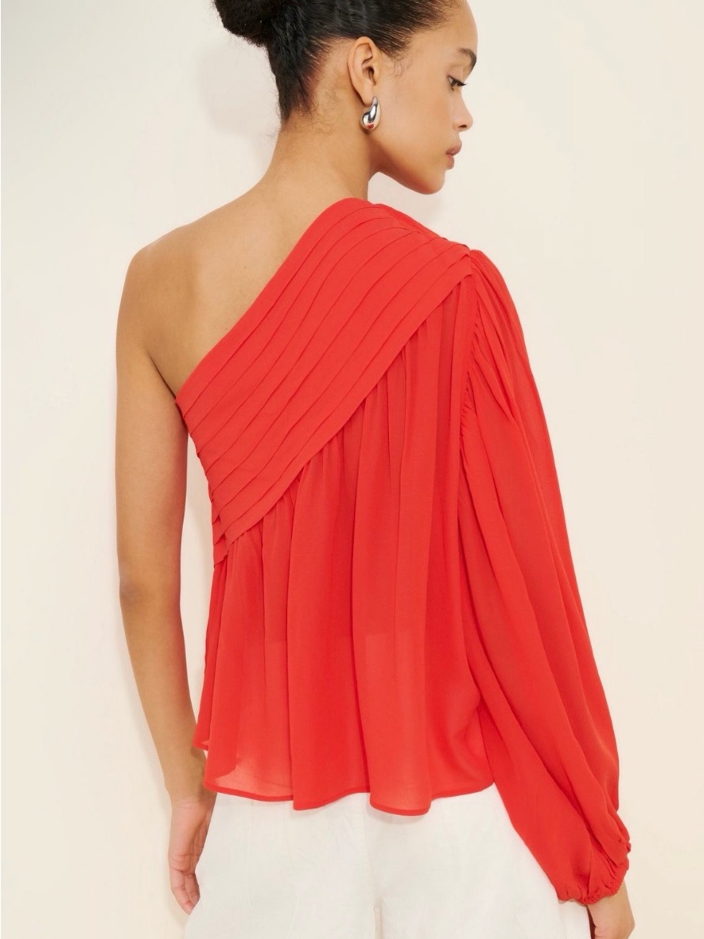 FARM Rio One-Shoulder Red Rosette Blouse - Picture 2 of 2
